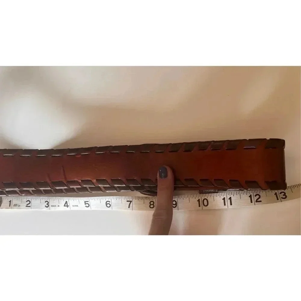 Vintage Brighton Brown‎ Tan Leather Vinyl Men’s Belt 31” Length